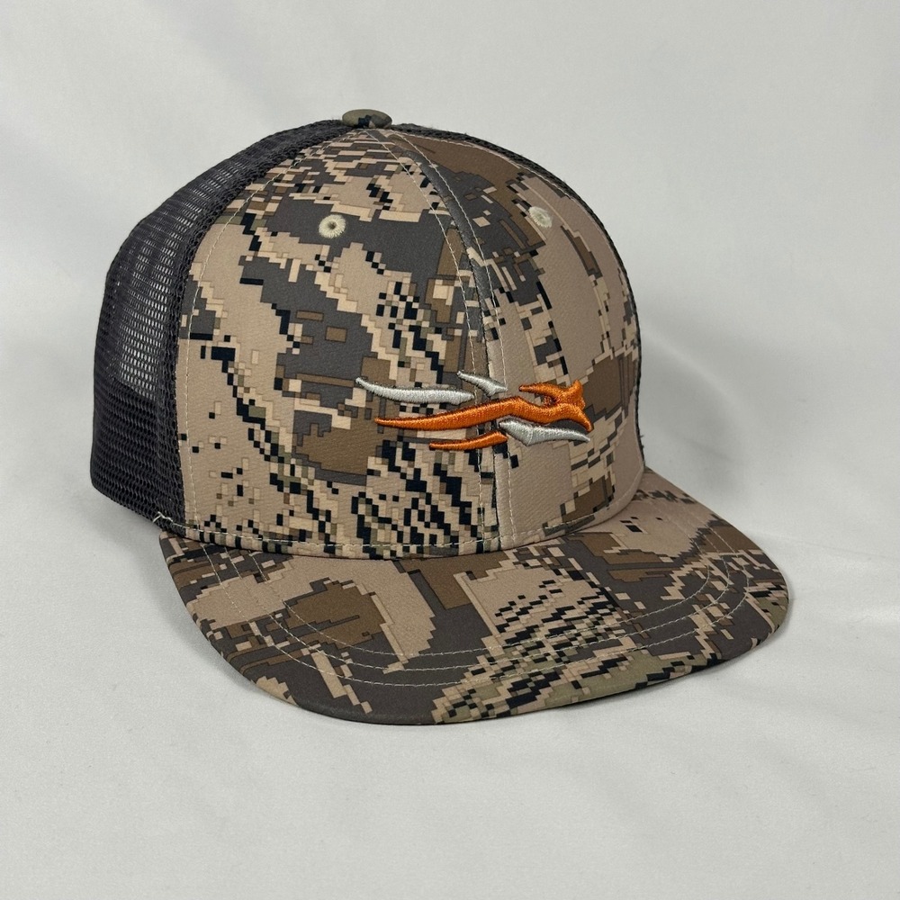Sitka Gear Digital Camo Trucker Hat Mens OSFA Brown Mesh Logo Snapback Cap